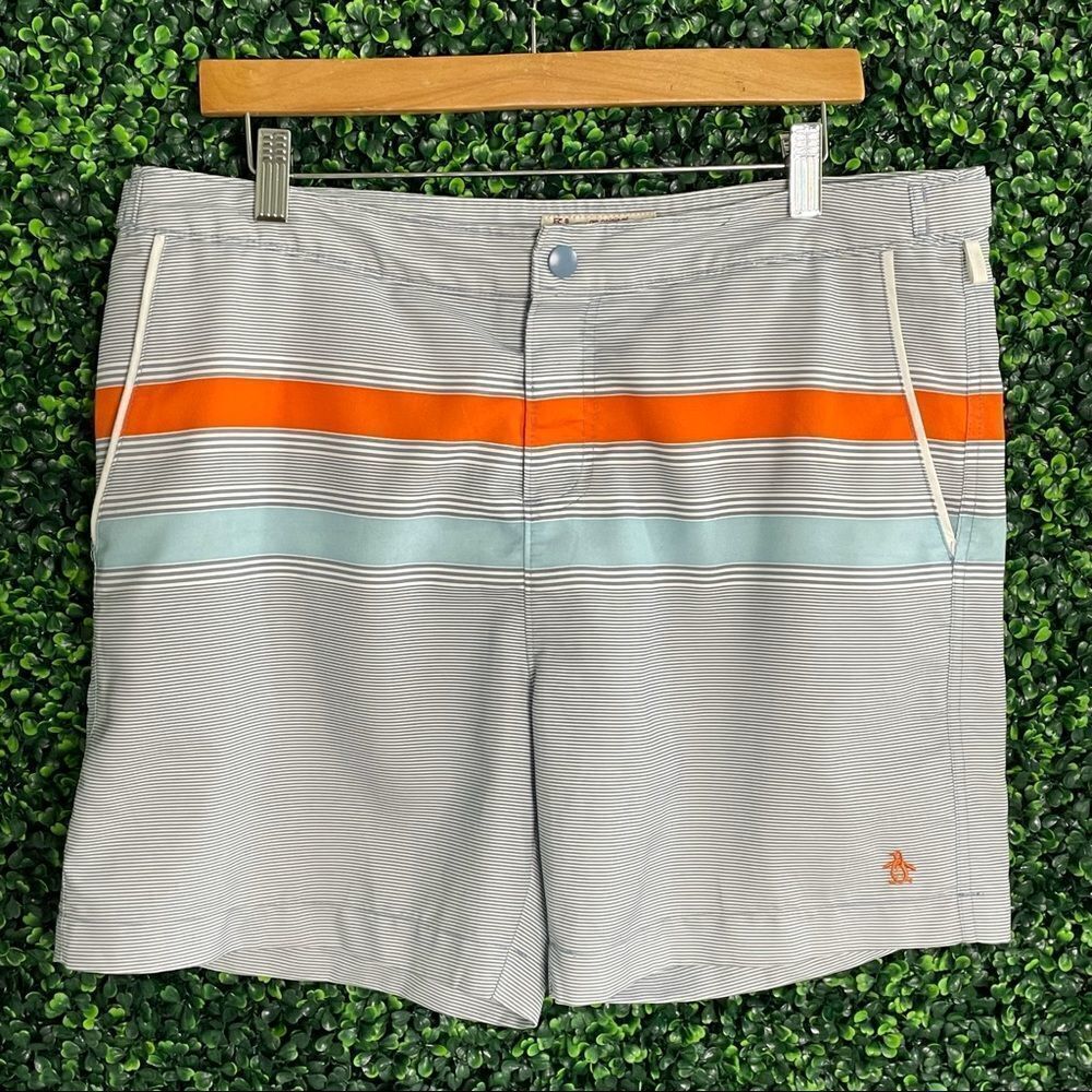 Original Penguin Striped Swim Shorts Sz 34